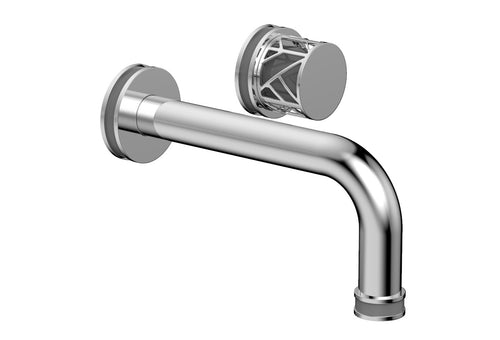 Phylrich JOLIE Single Handle Wall Lavatory Set - Round Handle "Grey" Accents 222-15
