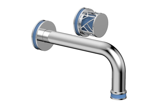 Phylrich JOLIE Single Handle Wall Lavatory Set - Round Handle "Light Blue" Accents 222-15