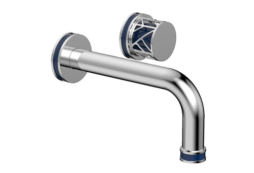 Phylrich JOLIE Single Handle Wall Lavatory Set - Round Handle "Navy Blue" Accents 222-15