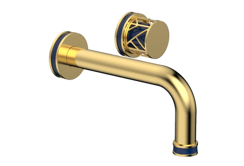 Phylrich JOLIE Single Handle Wall Lavatory Set - Round Handle "Navy Blue" Accents 222-15