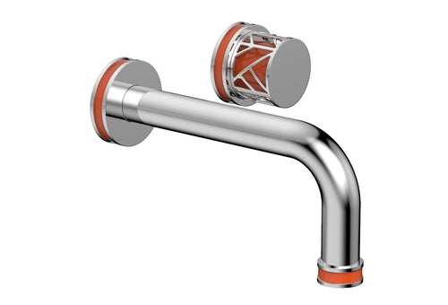 Phylrich JOLIE Single Handle Wall Lavatory Set - Round Handle "Orange" Accents 222-15