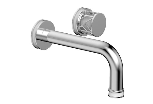 Phylrich JOLIE Single Handle Wall Lavatory Set - Round Handle "White" Accents 222-15
