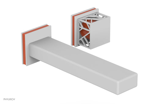 Phylrich JOLIE Single Handle Wall Lavatory Set - Square Handle "Orange" Accents 222-16
