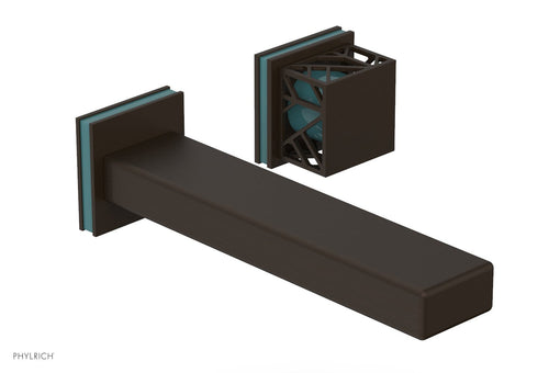 Phylrich JOLIE Single Handle Wall Lavatory Set - Square Handle "Turquoise" Accents 222-16