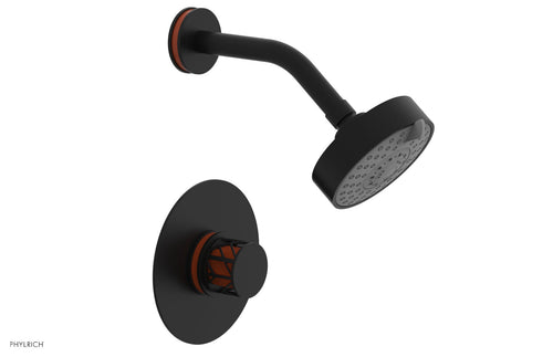 Phylrich JOLIE Pressure Balance Shower Set - Round Handle with "Orange" Accents 222-21
