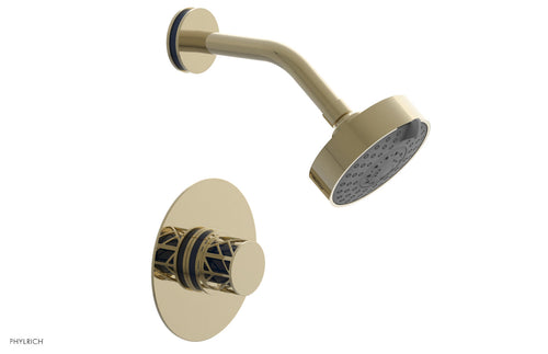 Phylrich JOLIE Pressure Balance Shower Set - Round Handle with "Navy Blue" Accents 222-21