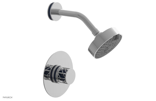 Phylrich JOLIE Pressure Balance Shower Set - Round Handle with "Navy Blue" Accents 222-21