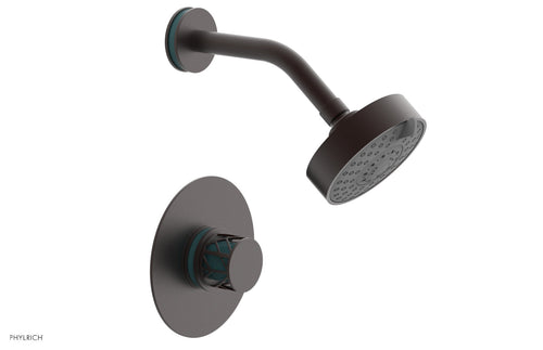 Phylrich JOLIE Pressure Balance Shower Set - Round Handle with "Turquoise" Accents 222-21