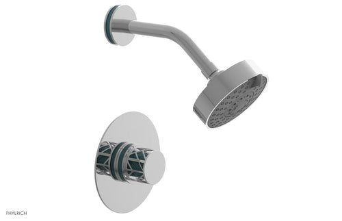 Phylrich JOLIE Pressure Balance Shower Set - Round Handle with "Turquoise" Accents 222-21
