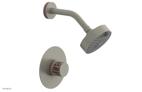Phylrich JOLIE Pressure Balance Shower Set - Round Handle with "Pink" Accents 222-21