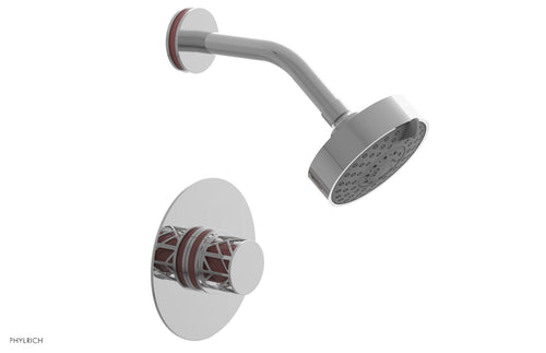 Phylrich JOLIE Pressure Balance Shower Set - Round Handle with "Pink" Accents 222-21