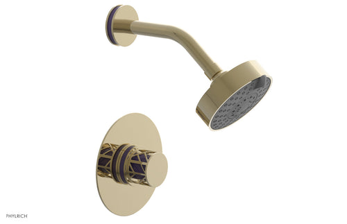 Phylrich JOLIE Pressure Balance Shower Set - Round Handle with "Purple" Accents 222-21