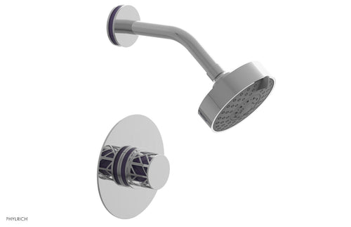 Phylrich JOLIE Pressure Balance Shower Set - Round Handle with "Purple" Accents 222-21