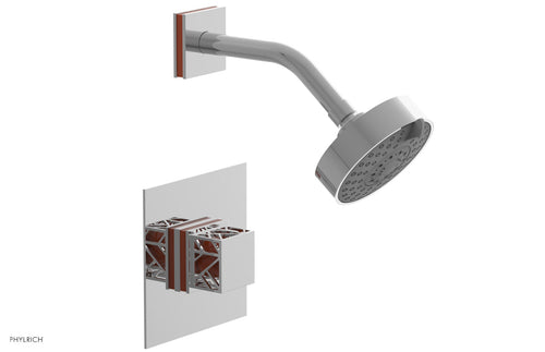 Phylrich JOLIE Pressure Balance Shower Set - Square Handle with "Orange" Accents 222-22