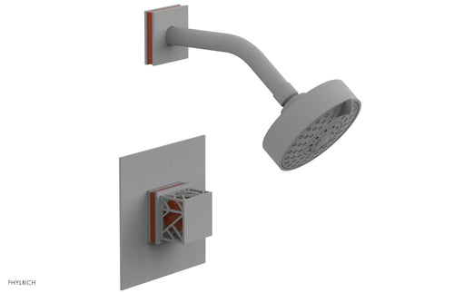 Phylrich JOLIE Pressure Balance Shower Set - Square Handle with "Orange" Accents 222-22