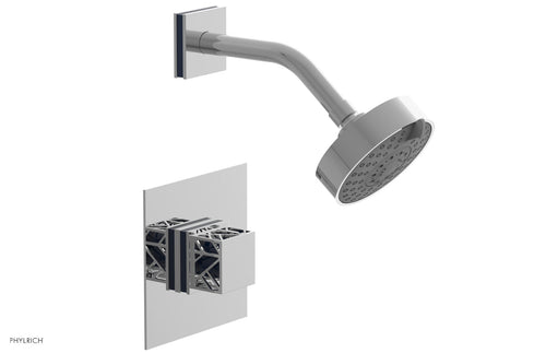Phylrich JOLIE Pressure Balance Shower Set - Square Handle with "Navy Blue" Accents 222-22