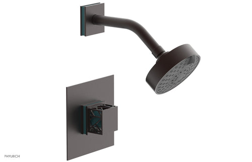 Phylrich JOLIE Pressure Balance Shower Set - Square Handle with "Turquoise" Accents 222-22