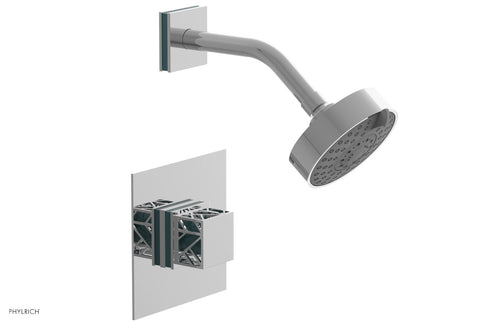 Phylrich JOLIE Pressure Balance Shower Set - Square Handle with "Turquoise" Accents 222-22