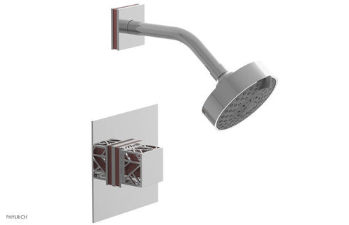 Phylrich JOLIE Pressure Balance Shower Set - Square Handle with "Pink" Accents 222-22