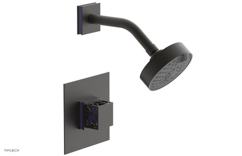 Phylrich JOLIE Pressure Balance Shower Set - Square Handle with "Purple" Accents 222-22