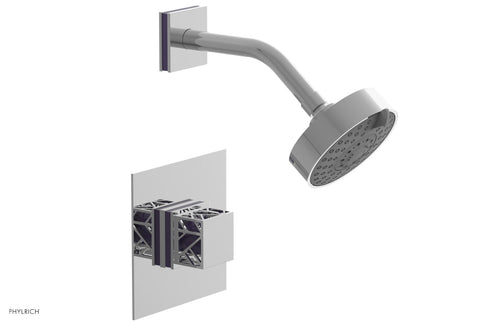 Phylrich JOLIE Pressure Balance Shower Set - Square Handle with "Purple" Accents 222-22