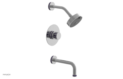 Phylrich JOLIE Pressure Balance Tub and Shower Set - Round Handle wth "Purple" Accents 222-26