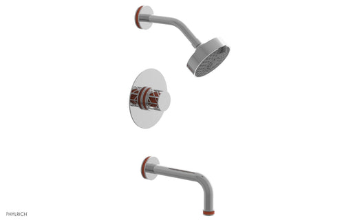 Phylrich JOLIE Pressure Balance Tub and Shower Set - Round Handle wth "Orange" Accents 222-26