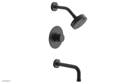Phylrich JOLIE Pressure Balance Tub and Shower Set - Round Handle wth "Navy Blue" Accents 222-26