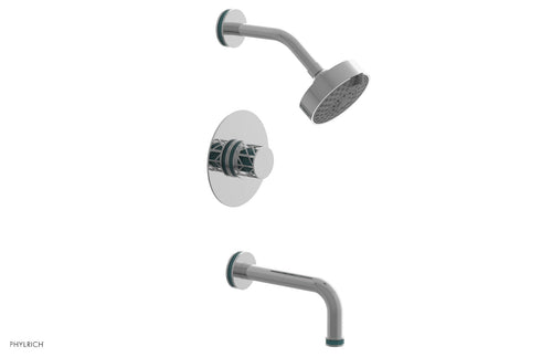 Phylrich JOLIE Pressure Balance Tub and Shower Set - Round Handle wth "Turquoise" Accents 222-26