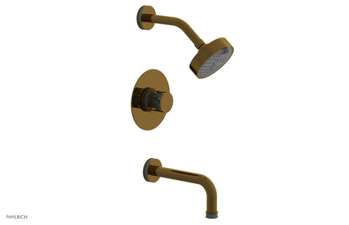 Phylrich JOLIE Pressure Balance Tub and Shower Set - Round Handle wth "Turquoise" Accents 222-26