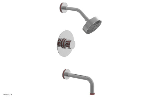 Phylrich JOLIE Pressure Balance Tub and Shower Set - Round Handle wth "Pink" Accents 222-26