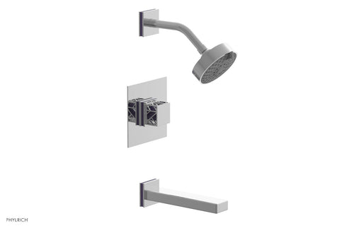 Phylrich JOLIE Pressure Balance Tub and Shower Set - Square Handle wth "Purple" Accents 222-27