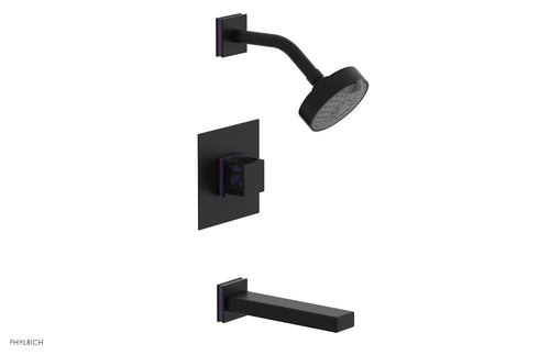 Phylrich JOLIE Pressure Balance Tub and Shower Set - Square Handle wth "Purple" Accents 222-27