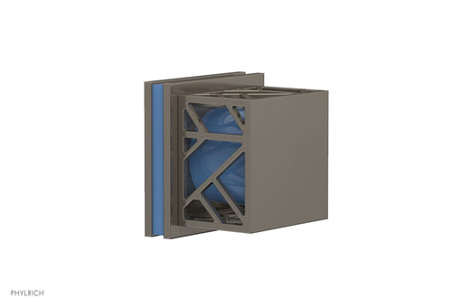 Phylrich JOLIE Volume Control/Diverter Trim - Square Handle with "Light Blue" Accents 222-36