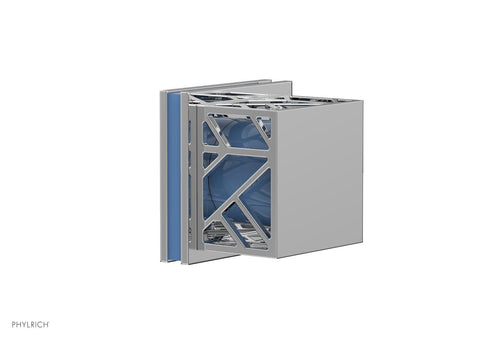 Phylrich JOLIE Volume Control/Diverter Trim - Square Handle with "Light Blue" Accents 222-36