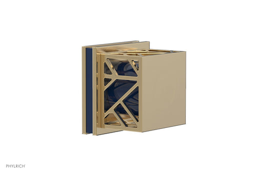 Phylrich JOLIE Volume Control/Diverter Trim - Square Handle with "Navy Blue" Accents 222-36