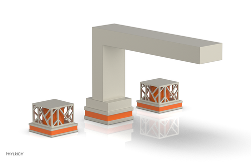 Phylrich JOLIE Deck Tub Set - Square Handles with "Orange" Accents 222-41