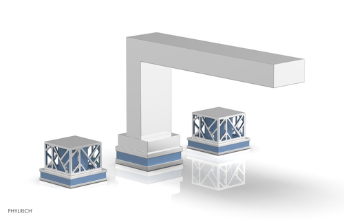 Phylrich JOLIE Deck Tub Set - Square Handles with "Light Blue" Accents 222-41