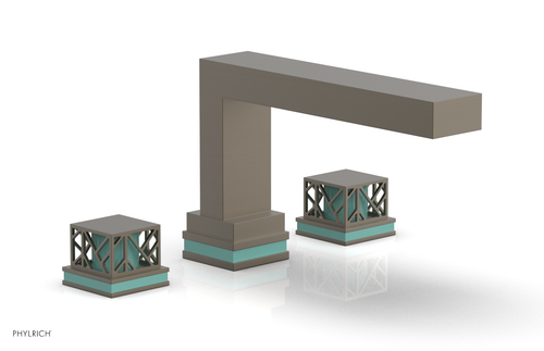 Phylrich JOLIE Deck Tub Set - Square Handles with "Turquoise" Accents 222-41