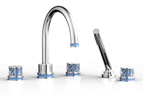 Phylrich JOLIE Deck Tub Set with Hand Shower - Round Handles with "Light Blue" Accents 222-48
