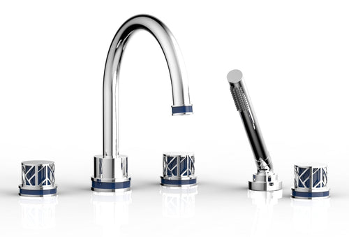 Phylrich JOLIE Deck Tub Set with Hand Shower - Round Handles with "Navy Blue" Accents 222-48