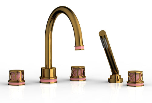 Phylrich JOLIE Deck Tub Set with Hand Shower - Round Handles with "Pink" Accents 222-48