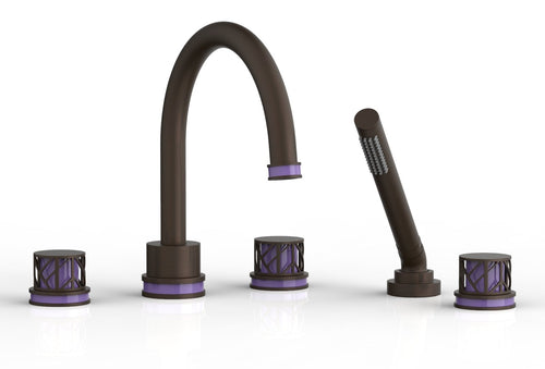 Phylrich JOLIE Deck Tub Set with Hand Shower - Round Handles with "Purple" Accents 222-48