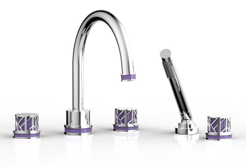 Phylrich JOLIE Deck Tub Set with Hand Shower - Round Handles with "Purple" Accents 222-48