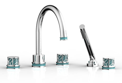 Phylrich JOLIE Deck Tub Set with Hand Shower - Round Handles with "Turquoise" Accents 222-48
