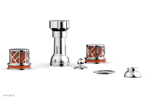Phylrich JOLIE Four Hole Bidet Set - Round Handles with "Orange Accents" 222-60