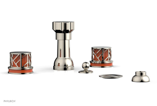 Phylrich JOLIE Four Hole Bidet Set - Round Handles with "Orange Accents" 222-60