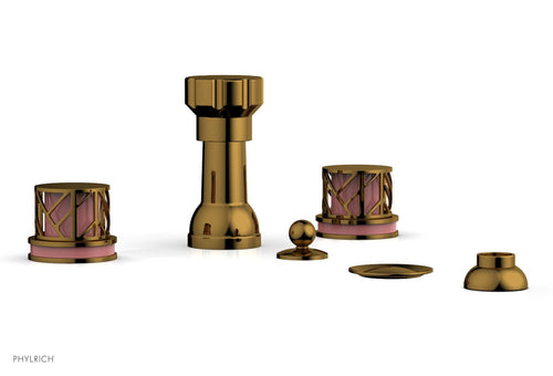 Phylrich JOLIE Four Hole Bidet Set - Round Handles with "Pink Accents" 222-60