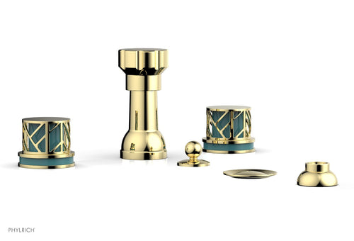 Phylrich JOLIE Four Hole Bidet Set - Round Handles with "Turquoise Accents" 222-60
