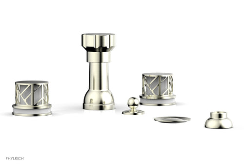 Phylrich JOLIE Four Hole Bidet Set - Round Handles with "White Accents" 222-60